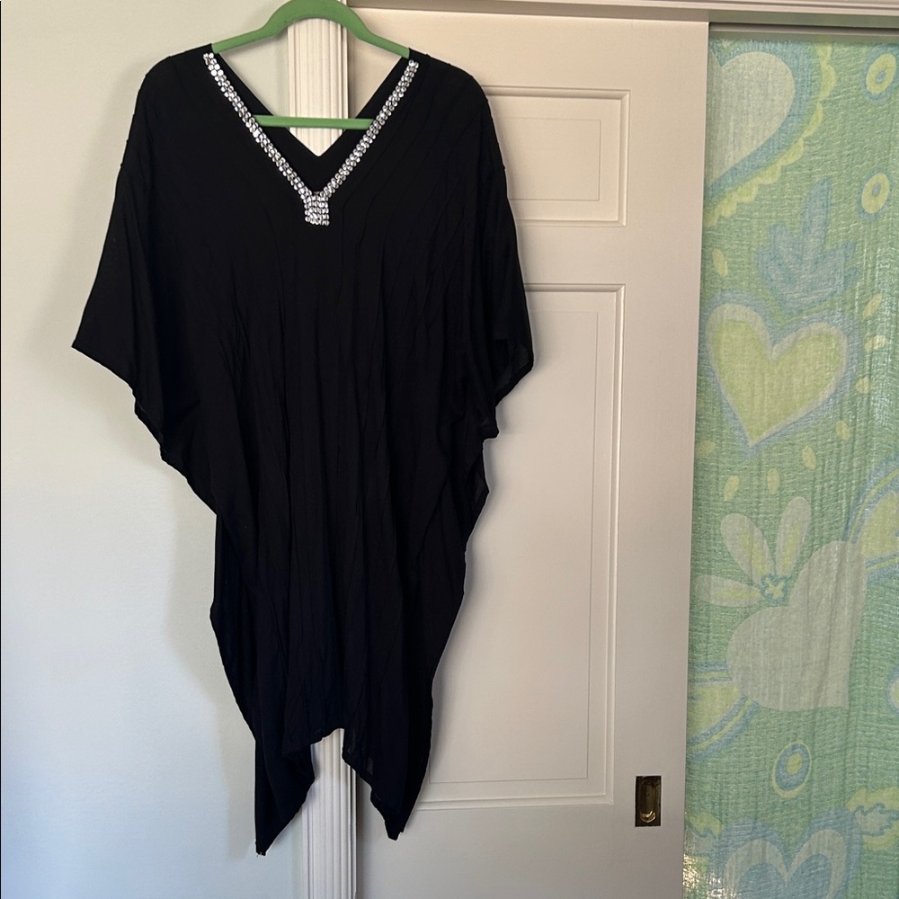 Swim Coverup V-Neck Embellishments Coverup Dress Black Coco Kai NEW - Picture 14 of 15